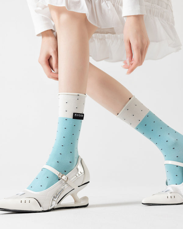 Color Block Polka Dot Cotton Crew Socks
