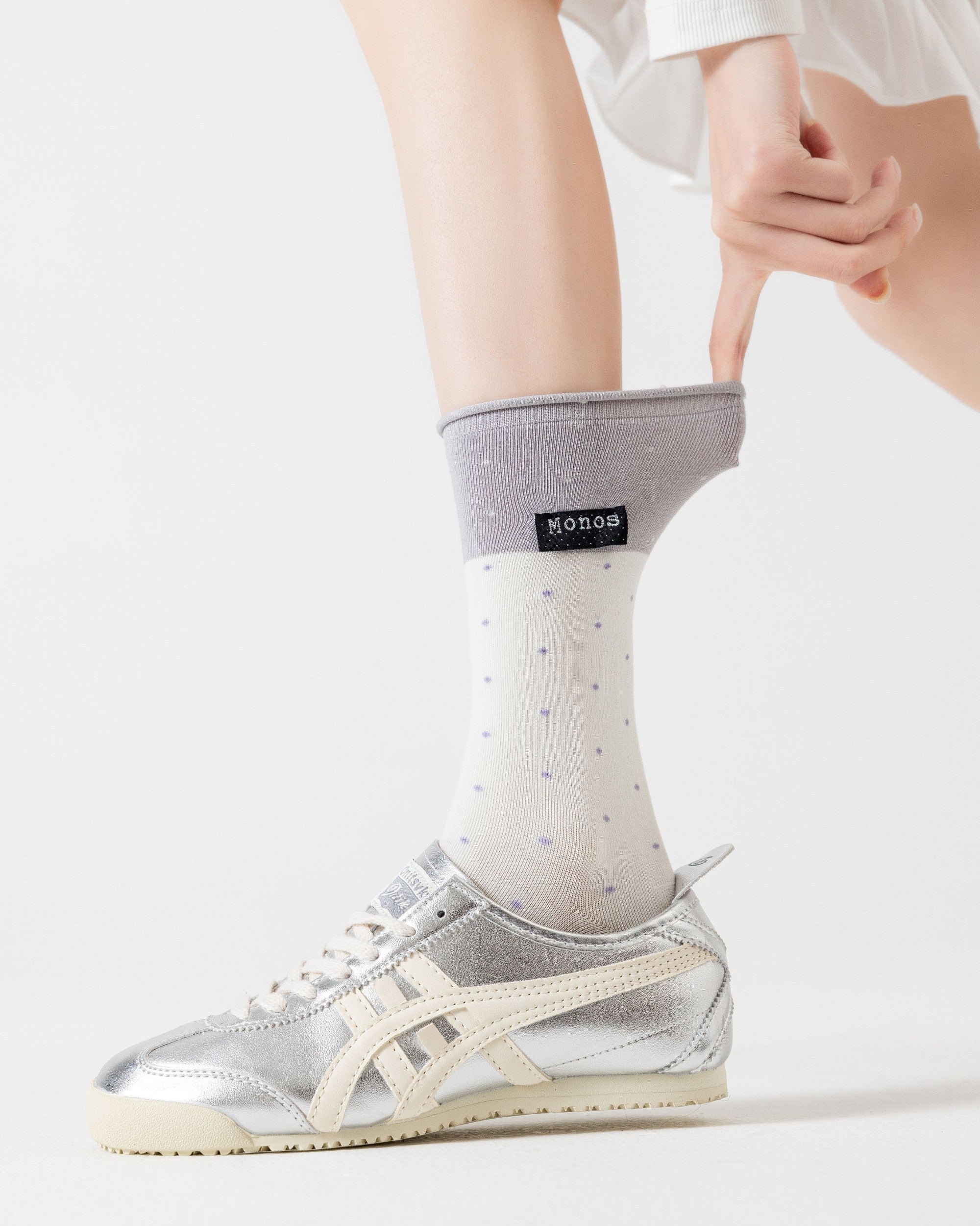 Color Block Polka Dot Cotton Crew Socks