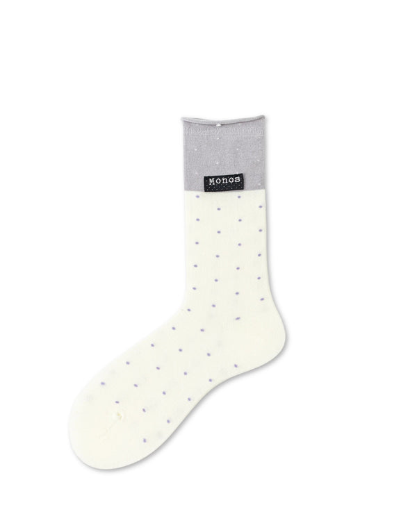 Color Block Polka Dot Cotton Crew Socks