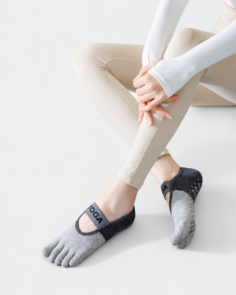 Color Block Strap Five Toe Grip Yoga Socks