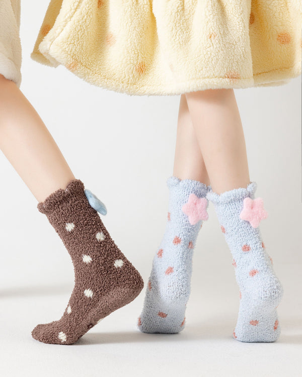 Colorful Polka Dot Fuzzy Crew Socks