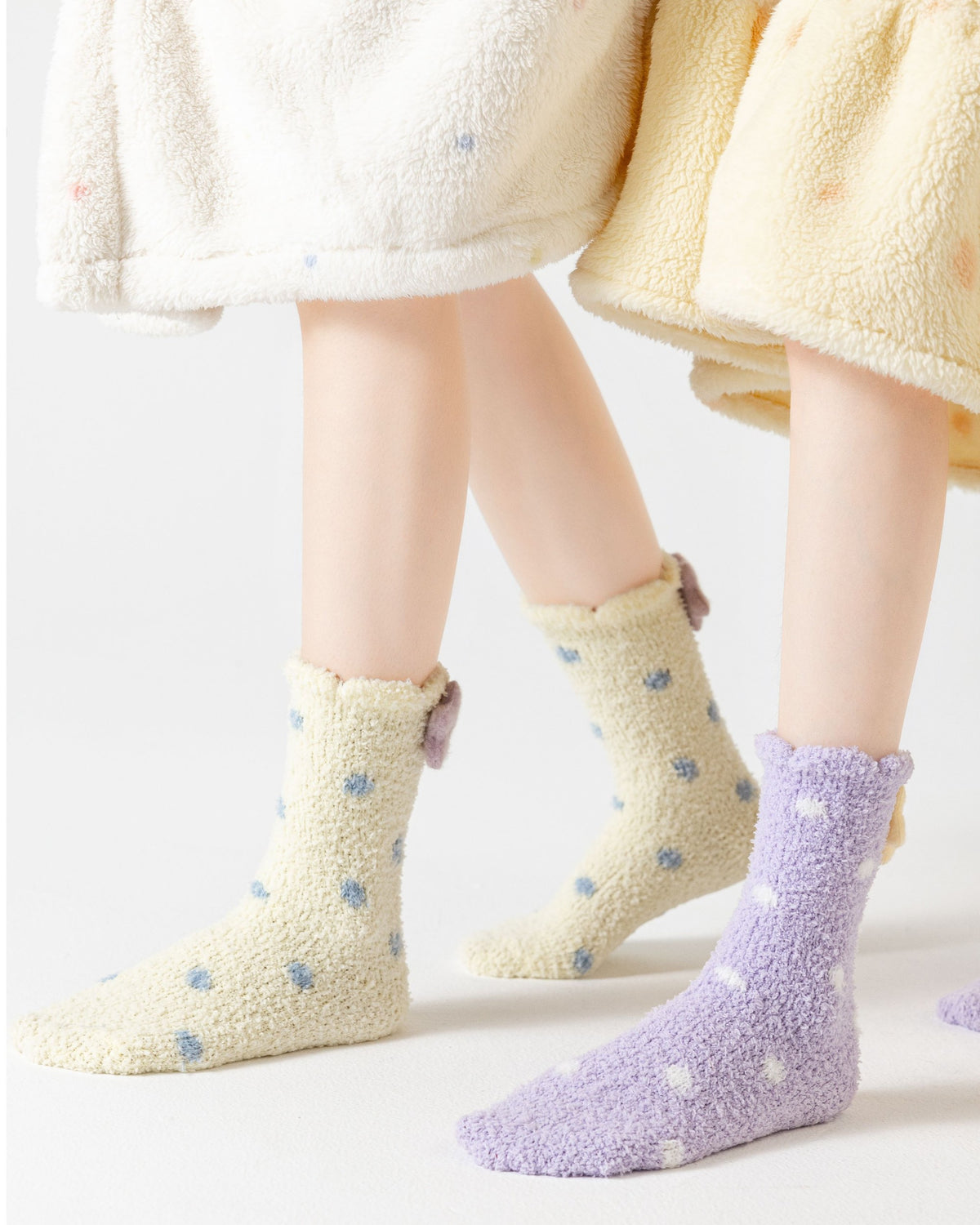 Colorful Polka Dot Fuzzy Crew Socks