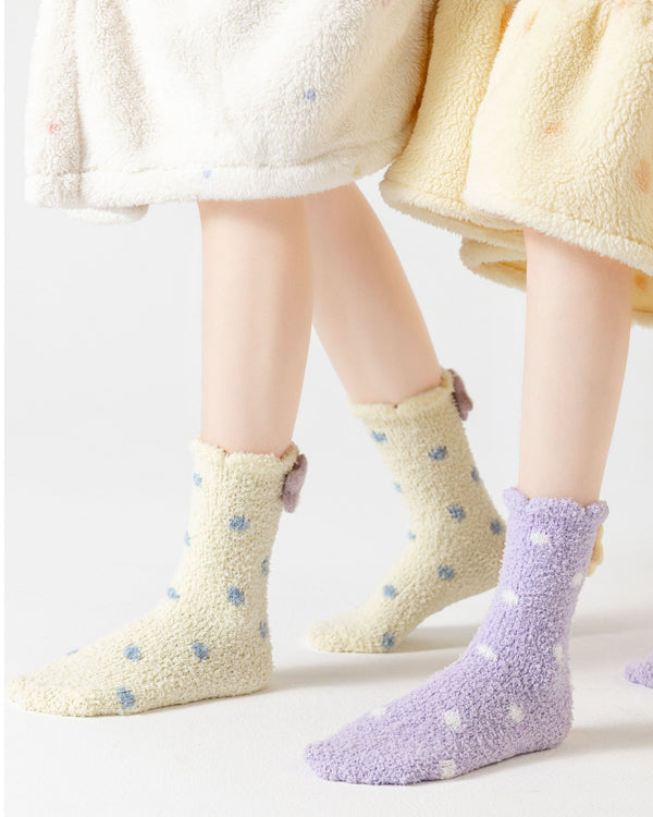 Colorful Polka Dot Fuzzy Crew Socks