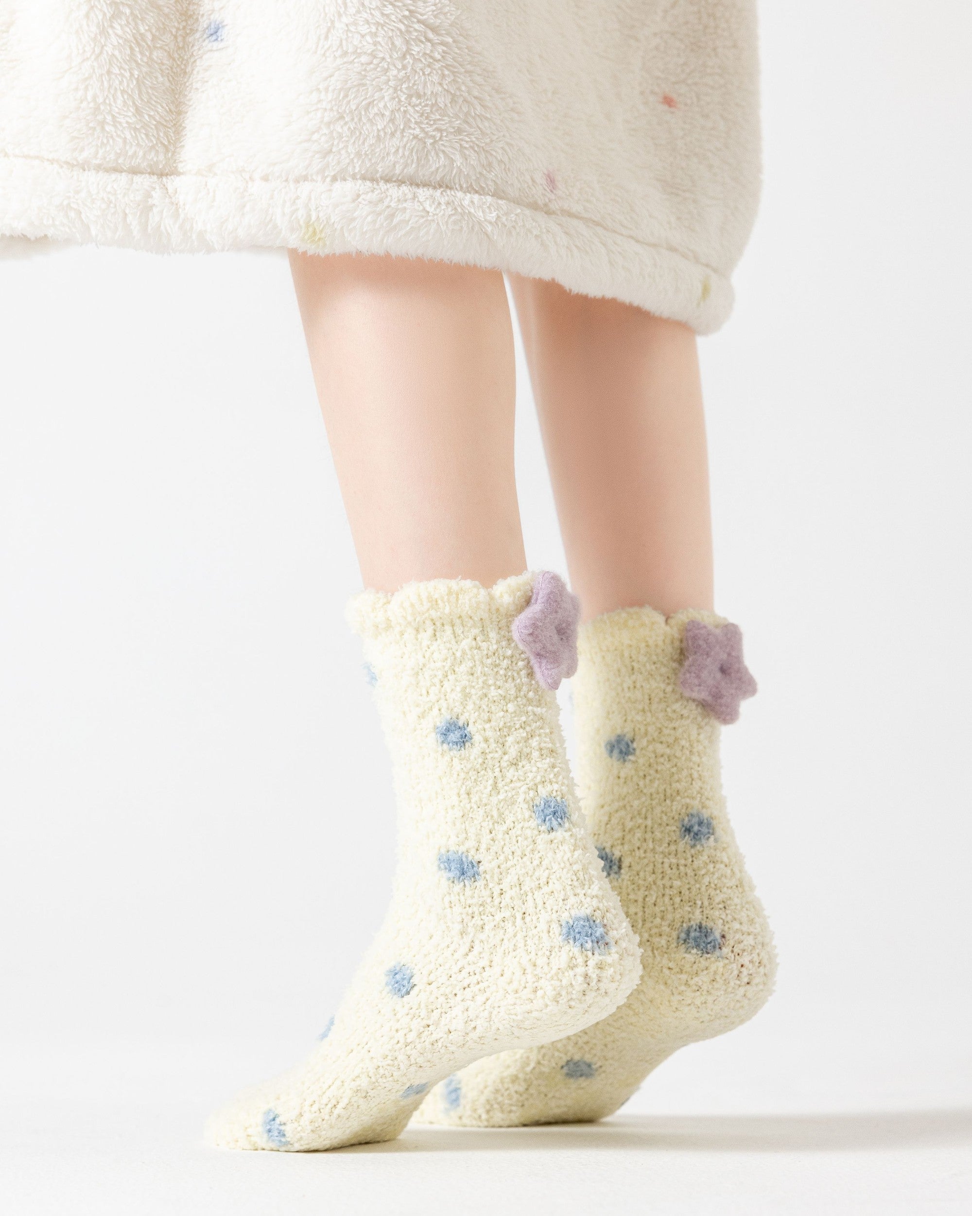 Colorful Polka Dot Fuzzy Crew Socks