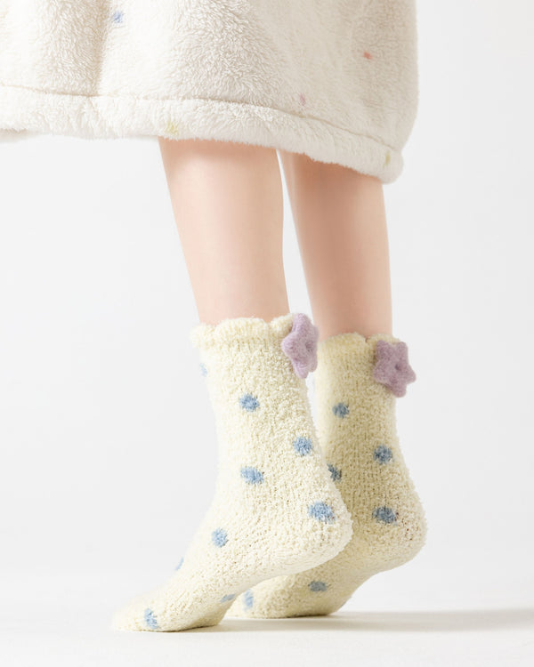 Colorful Polka Dot Fuzzy Crew Socks
