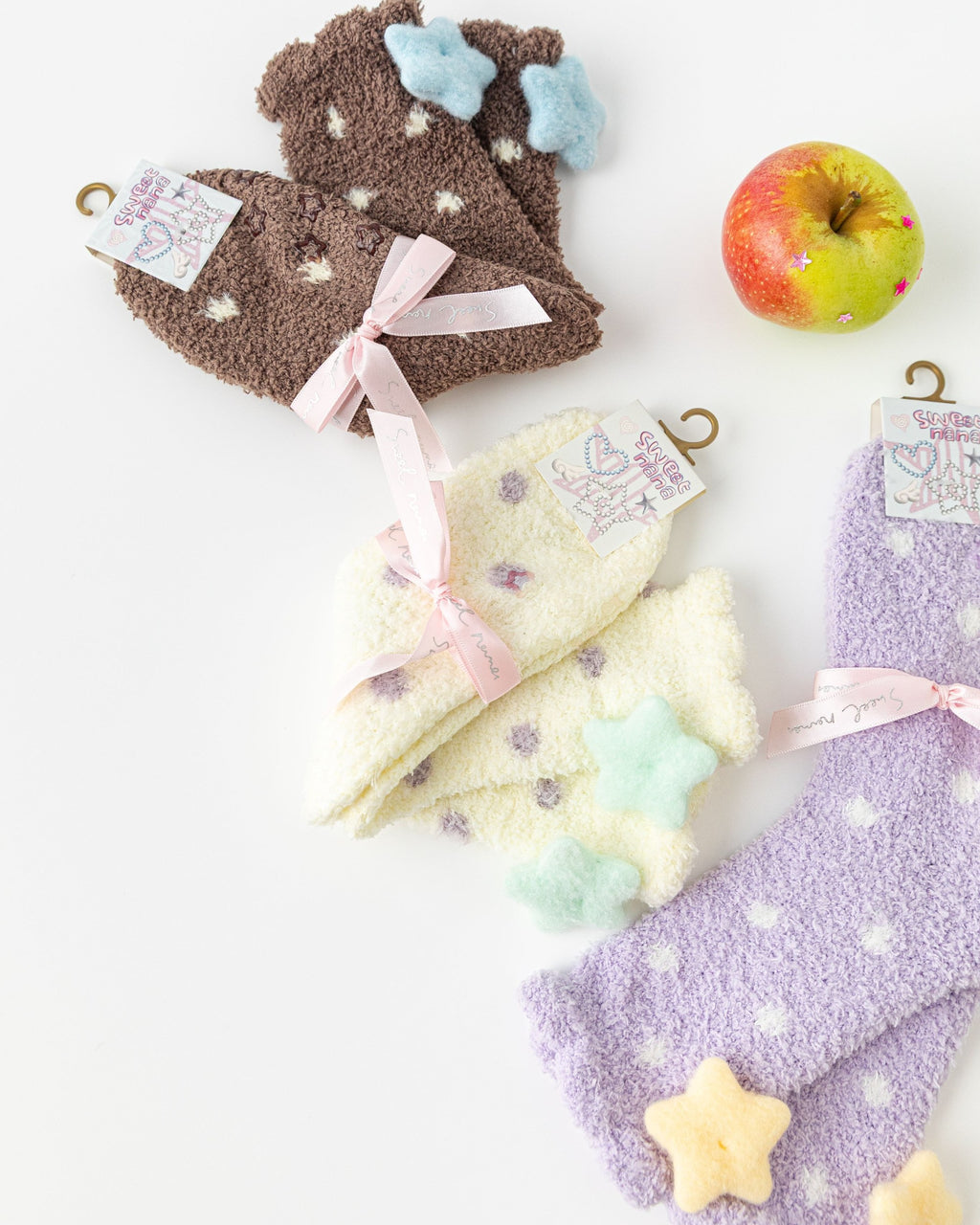 Colorful Polka Dot Fuzzy Crew Socks