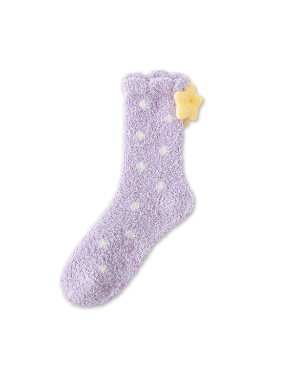 Colorful Polka Dot Fuzzy Crew Socks