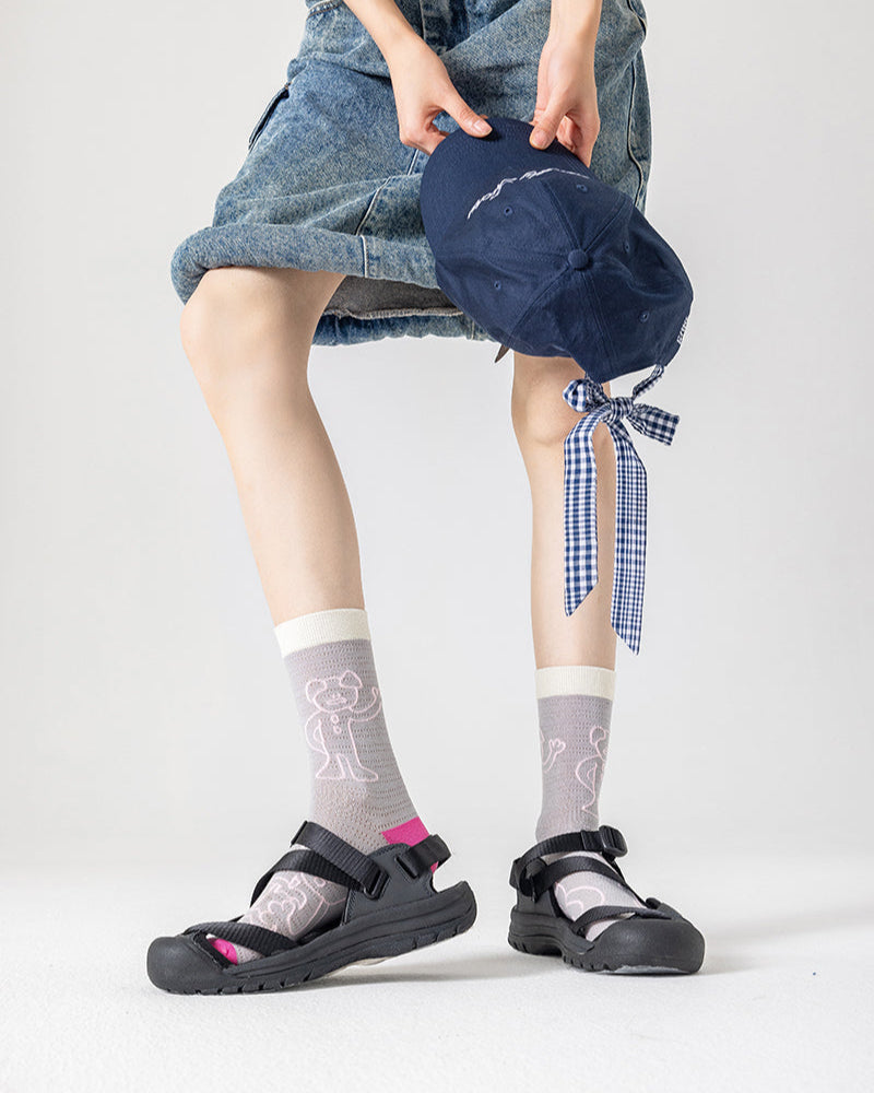 3-Pack Casual Versatile Cotton Crew Socks for Women Comfortable Cute Colorful - SWEET NANA