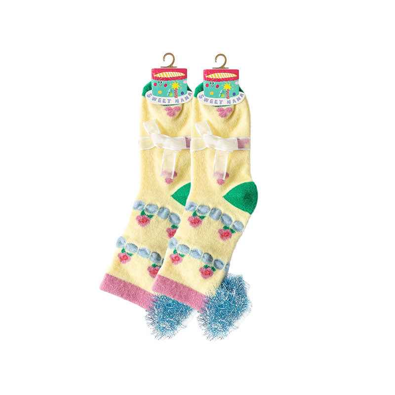 Sweetnana Cozy Crew Socks for Women - Cute & Colorful Birthday Party Series Lounge Wear Socks - Perfect for Winter Stockings