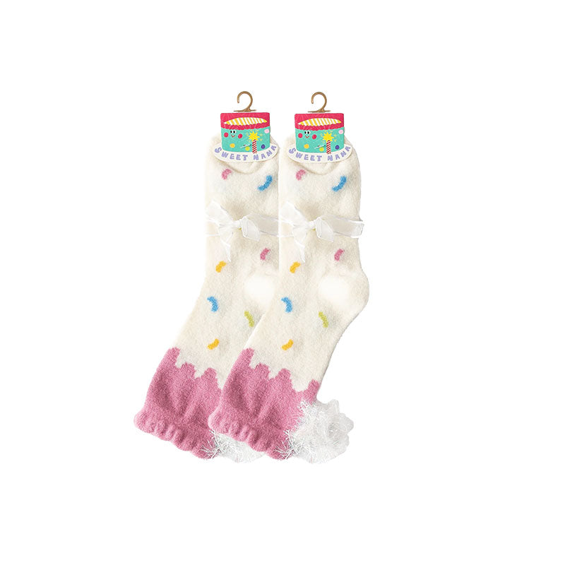 Sweetnana コージークルーソックス for Women - キュートでカラフルなバースデーパーティーシリーズラウンジウェアソックス - 冬のストッキングに最適