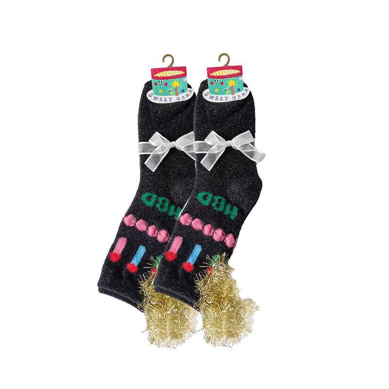 Sweetnana Cozy Crew Socks for Women - Cute & Colorful Birthday Party Series Lounge Wear Socks - Perfect for Winter Stockings