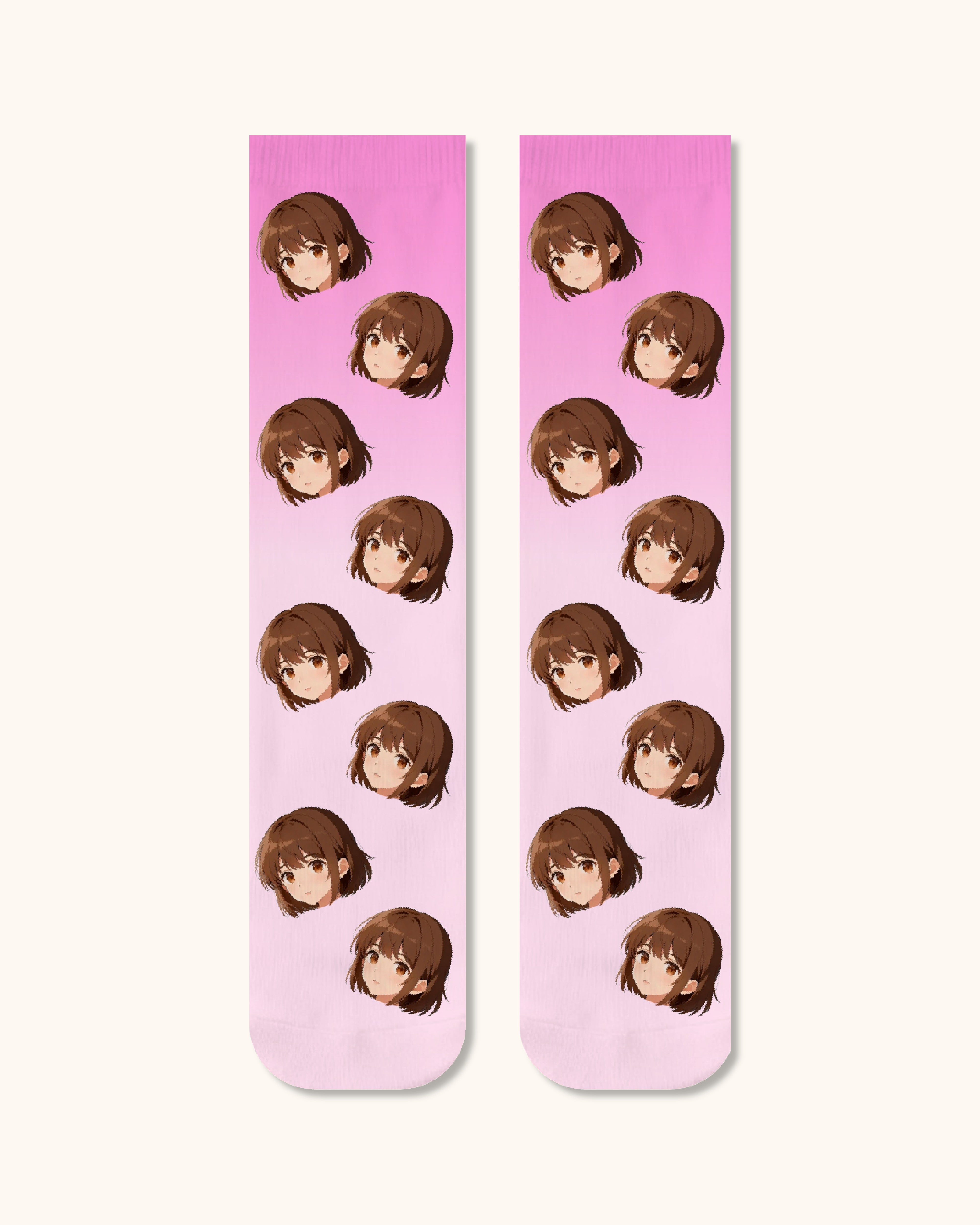 Custom Anime Face Crew Socks Personalized Cartoon Character Socks Gift for Anime Fans