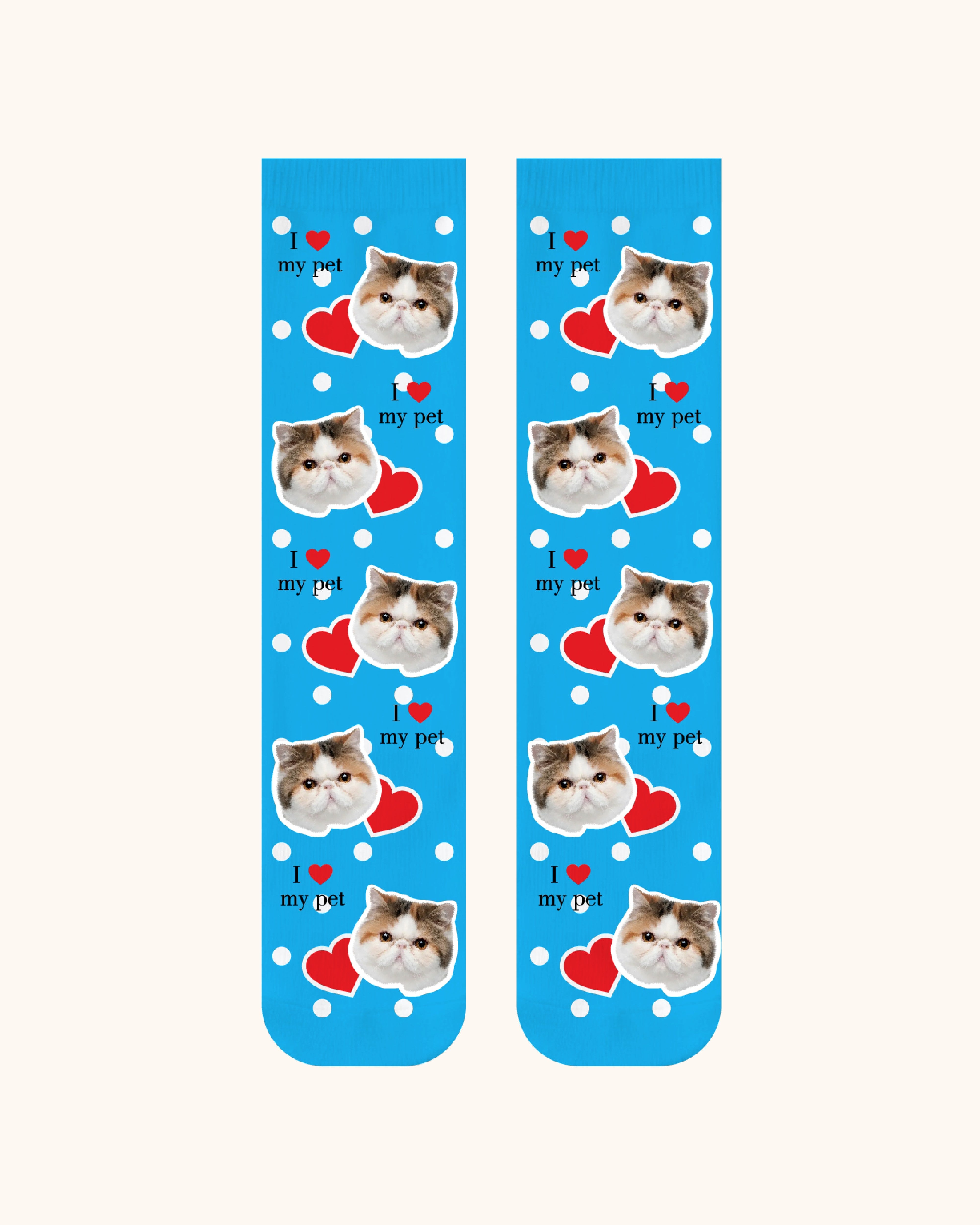 Custom Cat Face Crew Socks Personalized Pet Photo Socks Gift for Pet Lovers