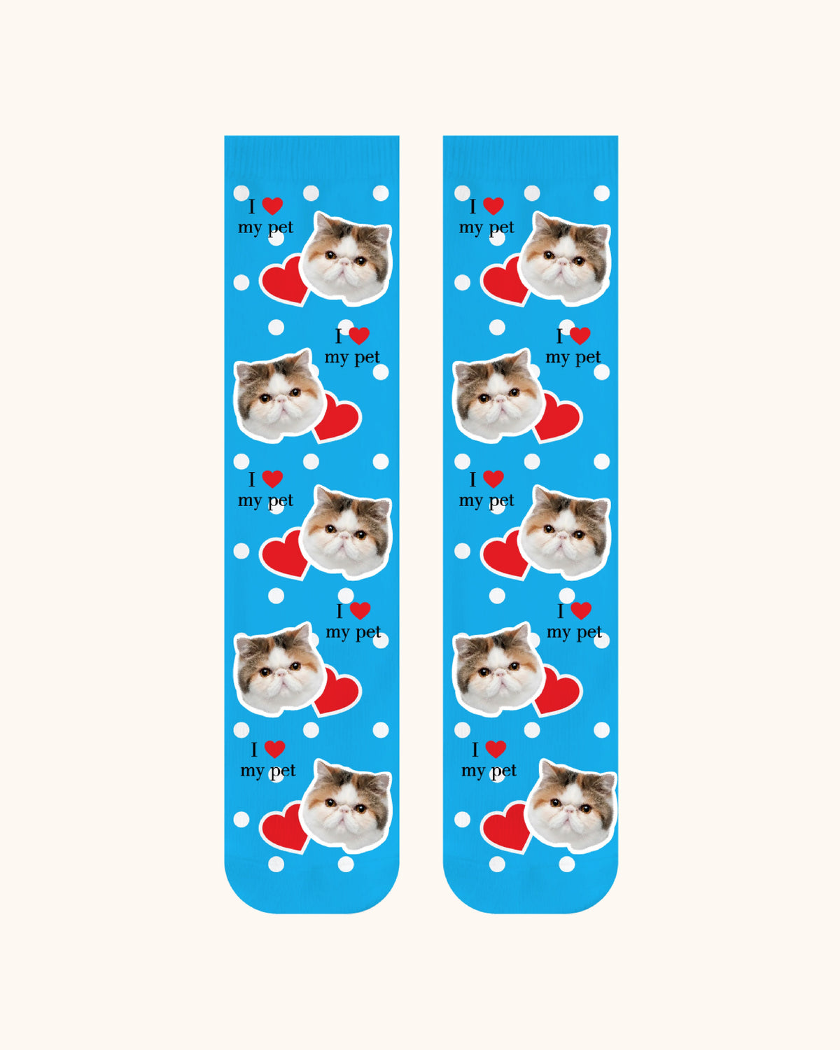 Custom Cat Face Crew Socks Personalized Pet Photo Socks Gift for Pet Lovers