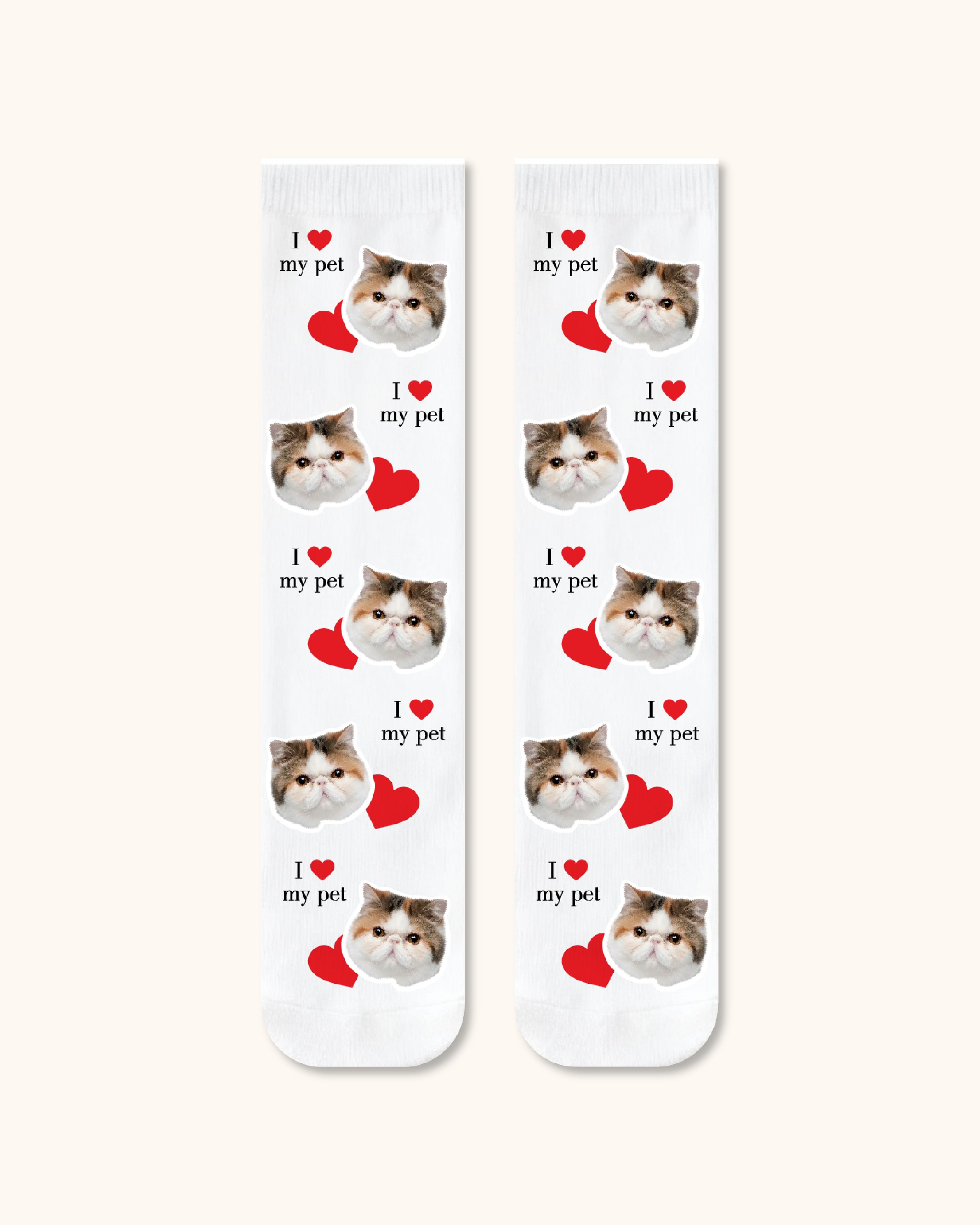 Custom Cat Face Crew Socks Personalized Pet Photo Socks Gift for Pet Lovers