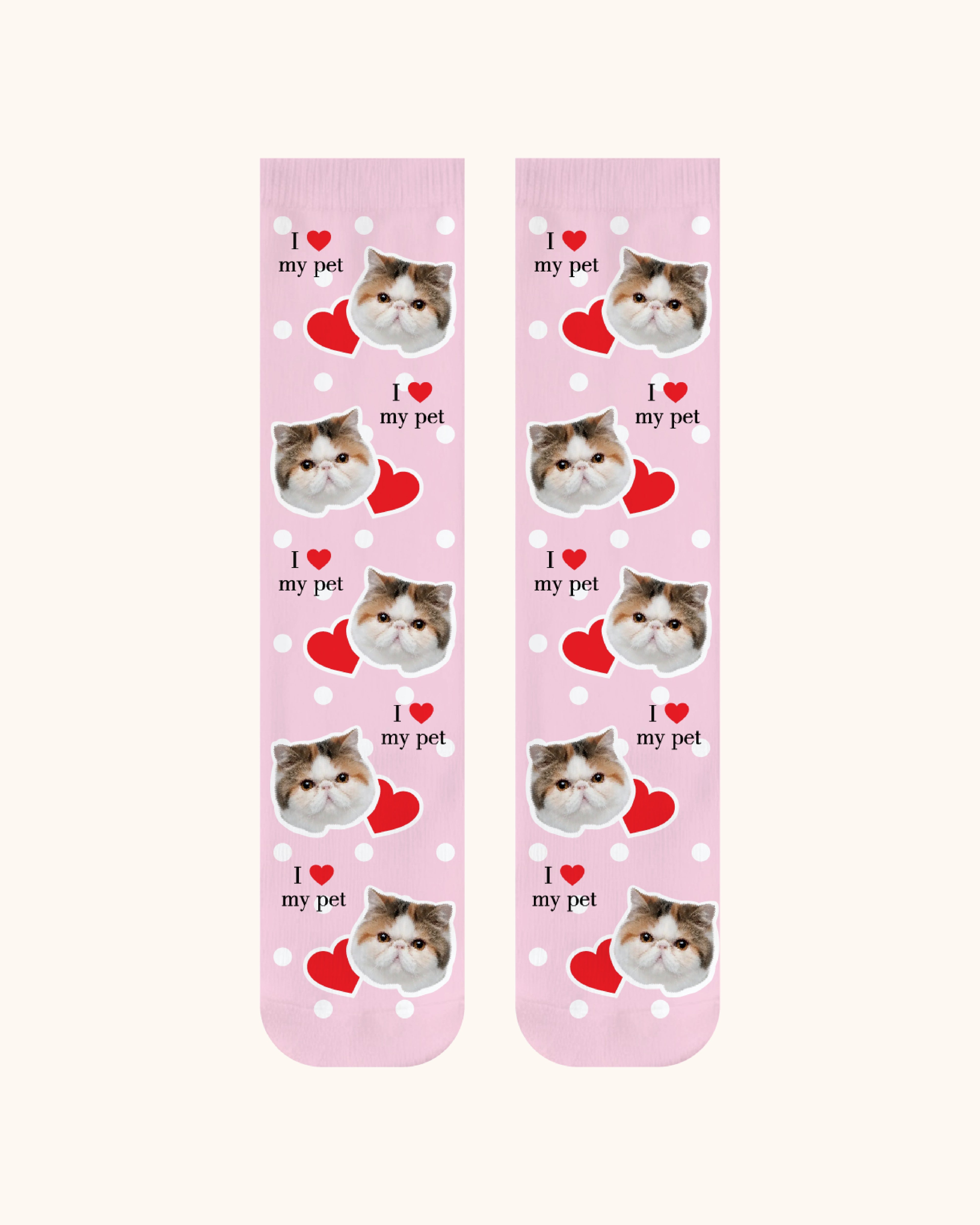 Custom Cat Face Crew Socks Personalized Pet Photo Socks Gift for Pet Lovers