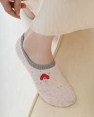 Sweetnana 5パック レディース キュートなノーショーソックス カートゥーン刺繍 シームレス ローカットソックス 滑り止めライナー 薄手 カジュアルソックス 春夏用