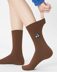 Everyday Versatile Women's Socks Cute Animal Embroidery Cotton Crew Socks