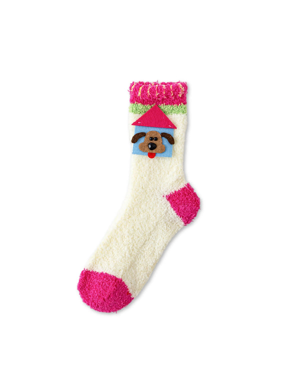Felt Appliqué Fuzzy Floor Crew Socks
