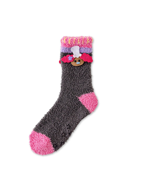 Felt Appliqué Fuzzy Floor Crew Socks