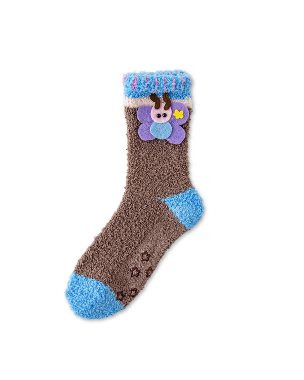 Felt Appliqué Cozy Floor Crew Socks