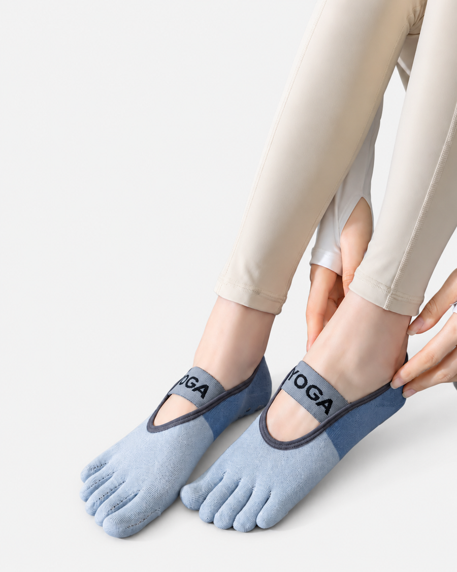 Flexible Block Strap Five Toe Grip Yoga Socks