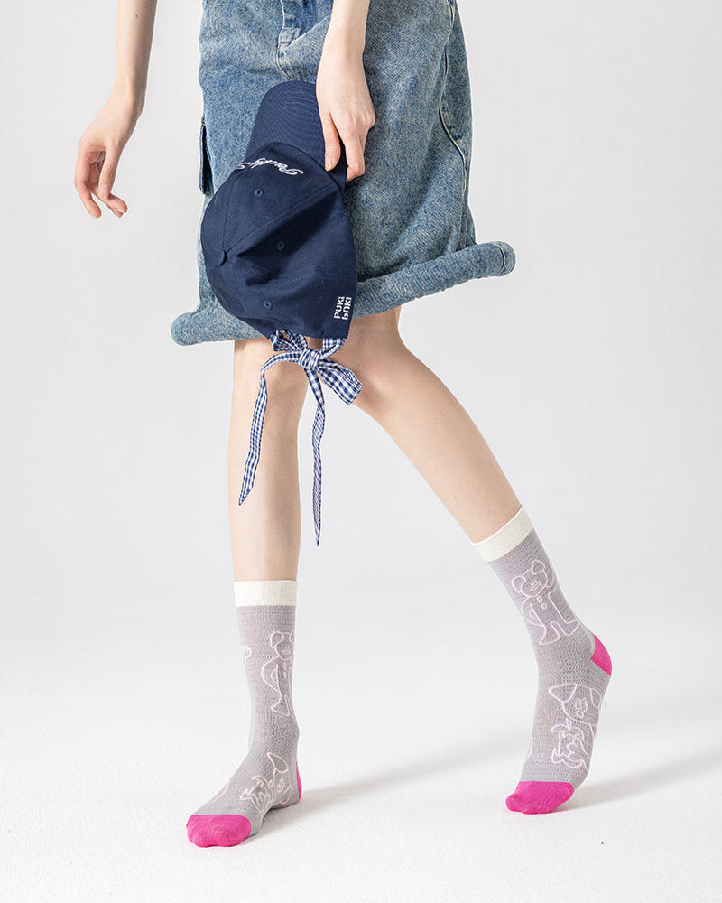 3-Pack Casual Versatile Cotton Crew Socks for Women Comfortable Cute Colorful