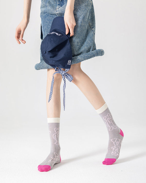 3-Pack Casual Versatile Cotton Crew Socks for Women Comfortable Cute Colorful - SWEET NANA