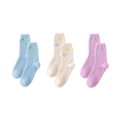 3-Pack Sweetnana Fun Diamond Series Women's Cozy Crew Socks - Colorful Sticky Diamond Socks Winter Warm Fuzzy Non-Slip Socks.