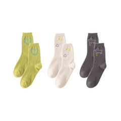 3-Pack Sweetnana Fun Diamond Series Cozy Crew Socks - Women's Fuzzy Socks Sticky Diamond Colorful Winter Warm Soft Slipper Socks.