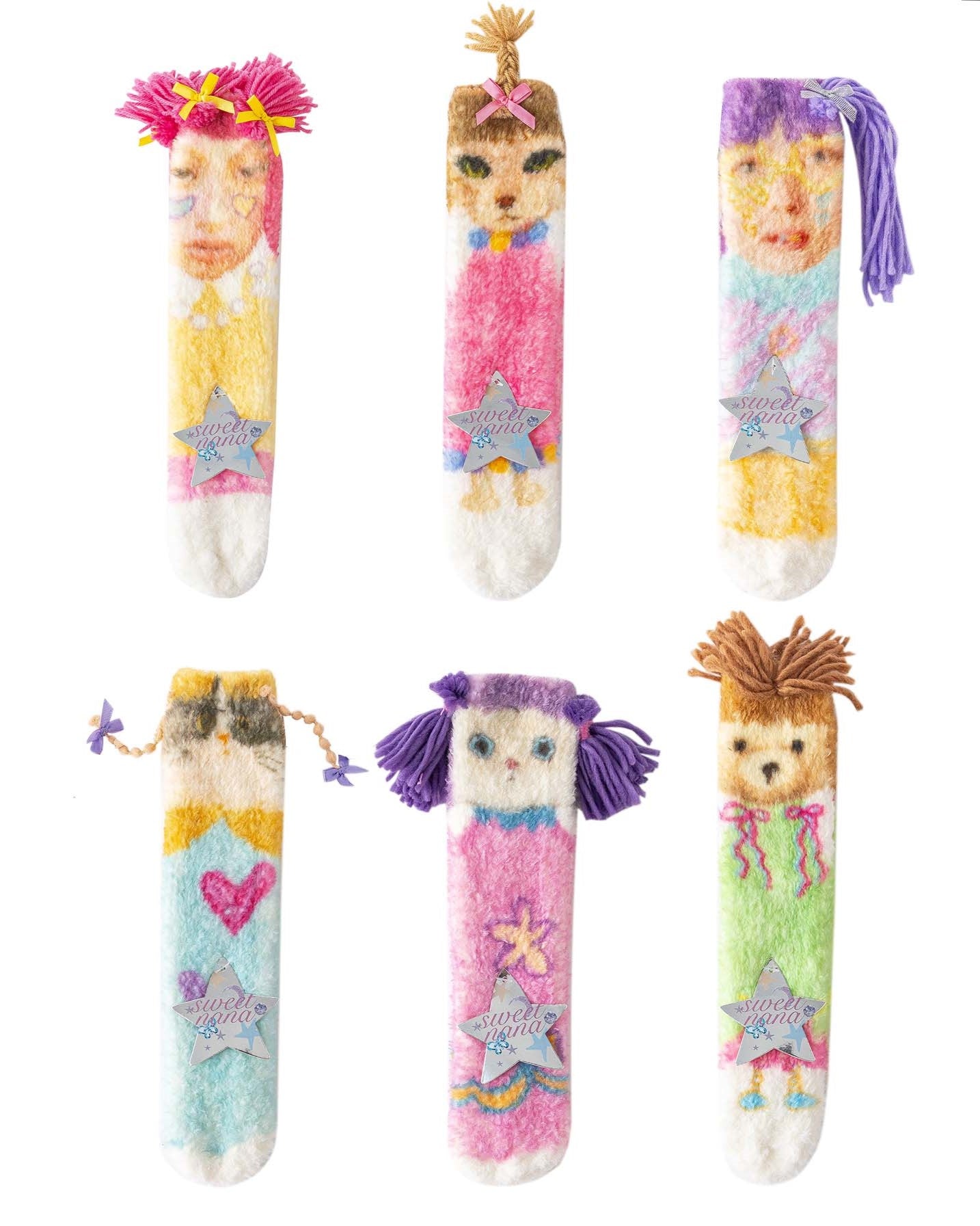 Funny Crew Socks Cartoon Dog Series Fuzzy Warm Cozy Indoor Socks