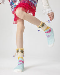 귀여운 크루 양말 만화 강아지 시리즈 보송보송하고 따뜻한 포근한 실내용 양말