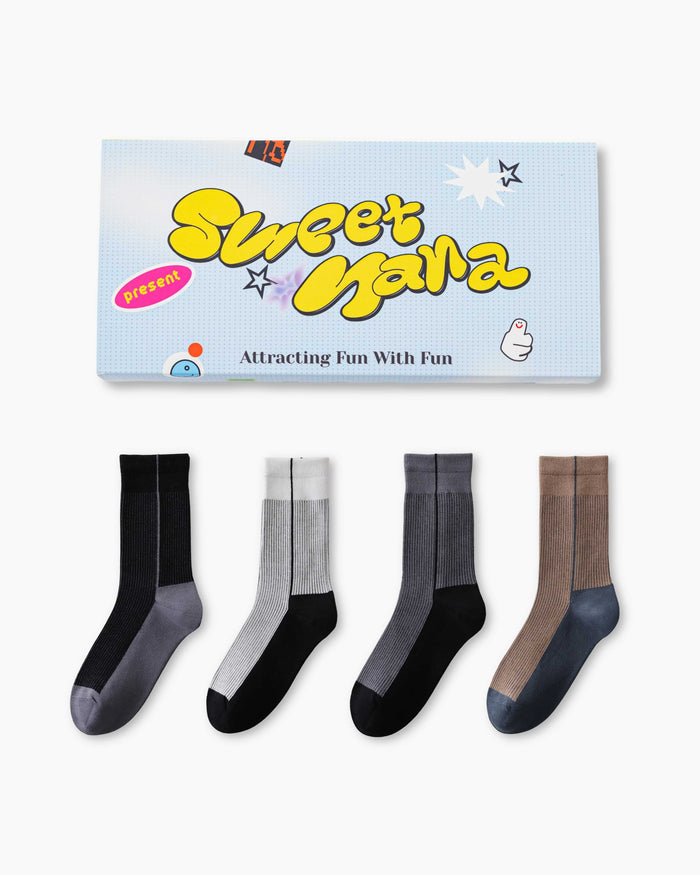 Gift Box Set Colorblock Cotton Crew Socks