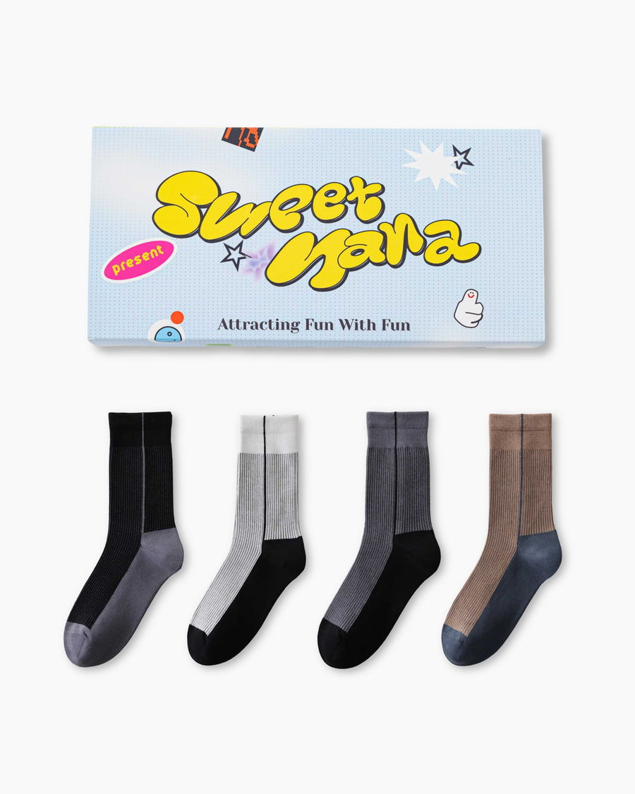 Gift Box Set Colorblock Cotton Crew Socks