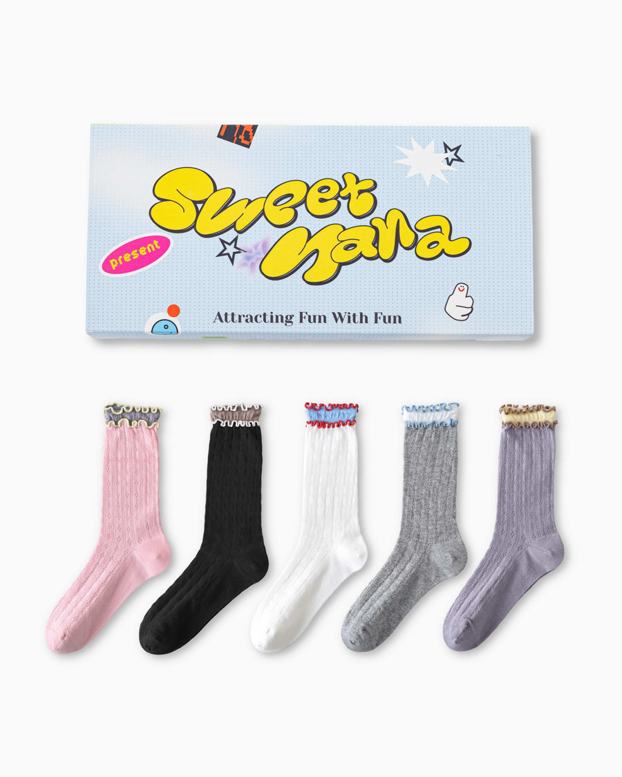 Gift Box Set Frill Cotton Crew Socks