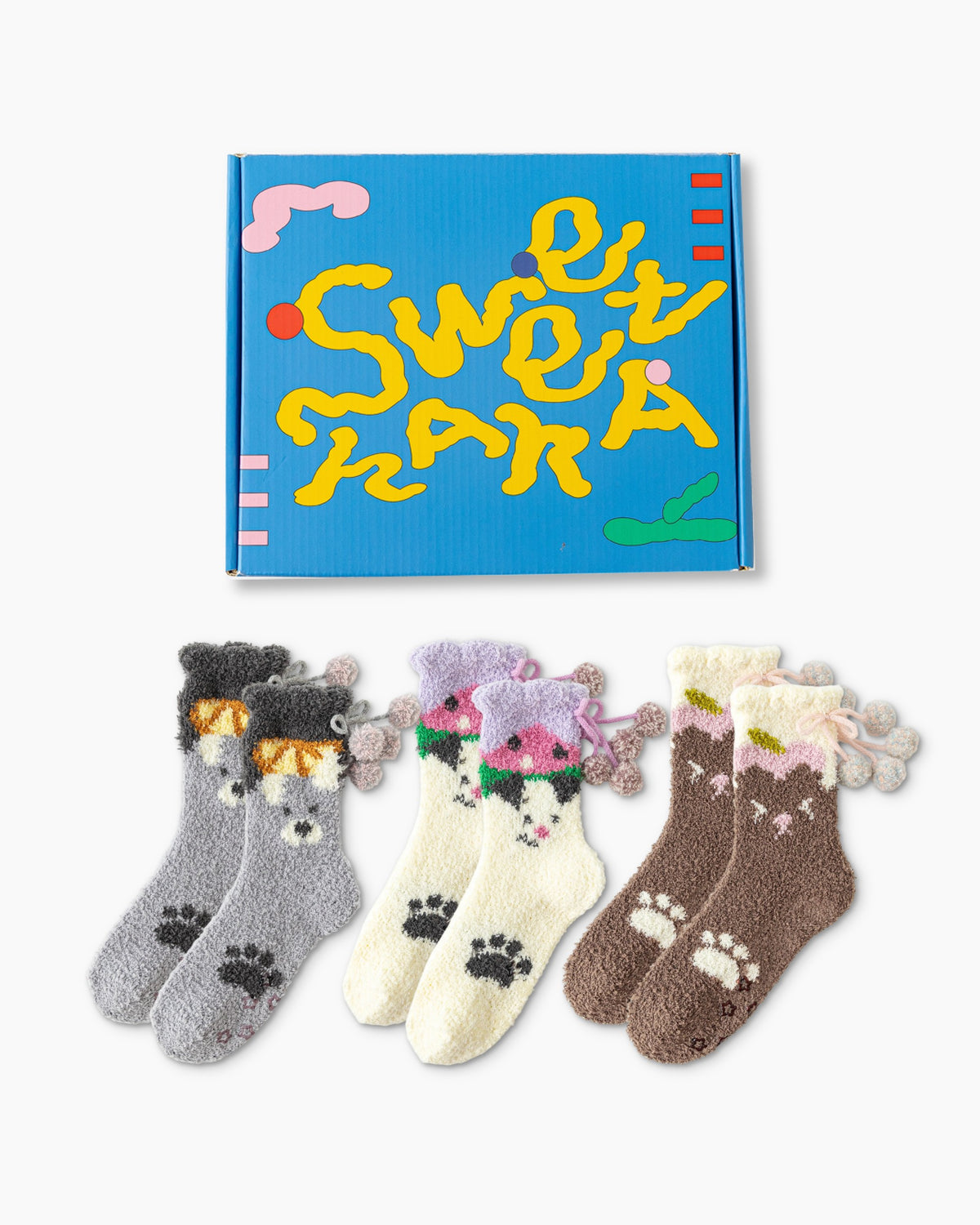 ギフトボックスセット 遊び心あふれるペット柄ふわふわフロアクルーソックス メイン画像
