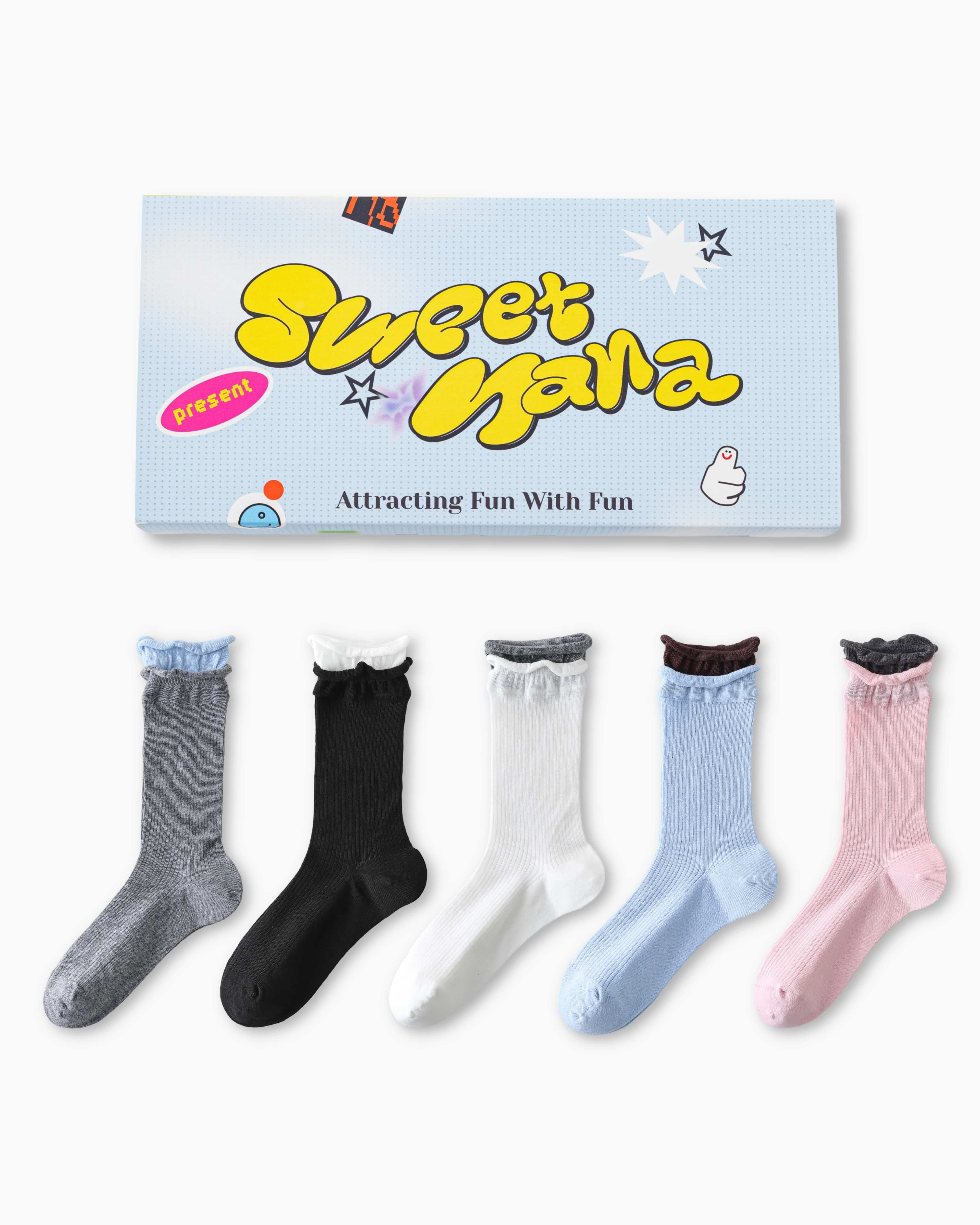 Gift Box Set Ruffle Ribbed Crew Socks Main image