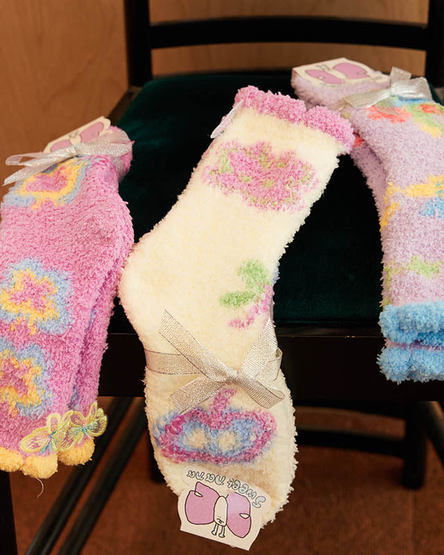 Gift Box Set Women Crew Socks Butterfly Series Fuzzy Thick Warm