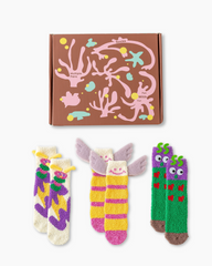 Gift Box Set Women Crew Socks Caterpillar Series Funny Fuzzy Thick