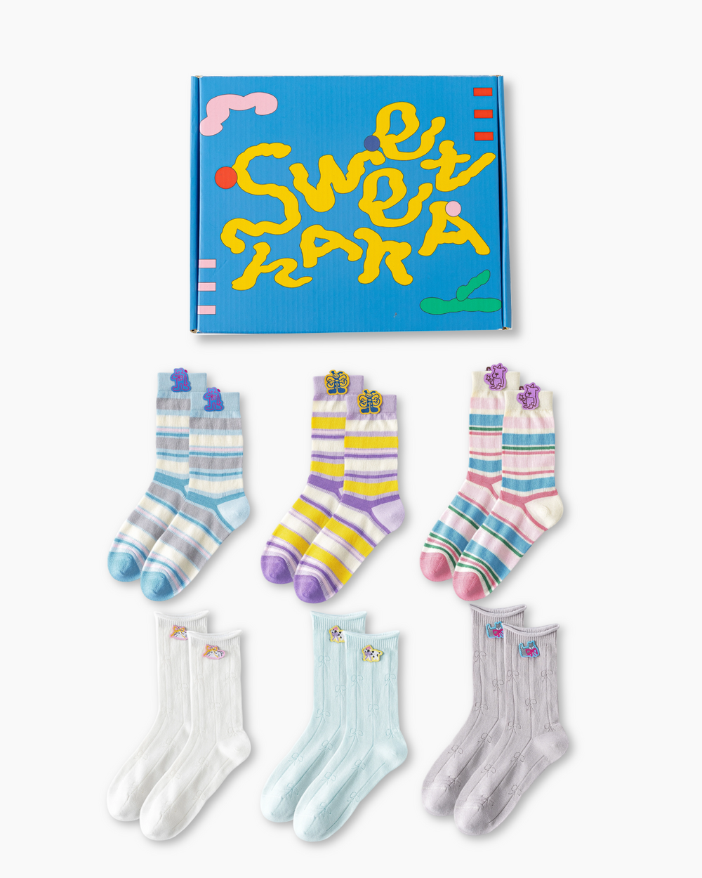 Gift Box Set Women Crew Socks Cotton Thin Breathable Cute Fun