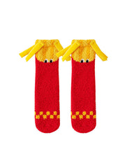 선물 박스 세트 여성 크루 양말 재미있는 버거 시리즈 보송보송하고 두껍고 따뜻하며 부드러운 양말