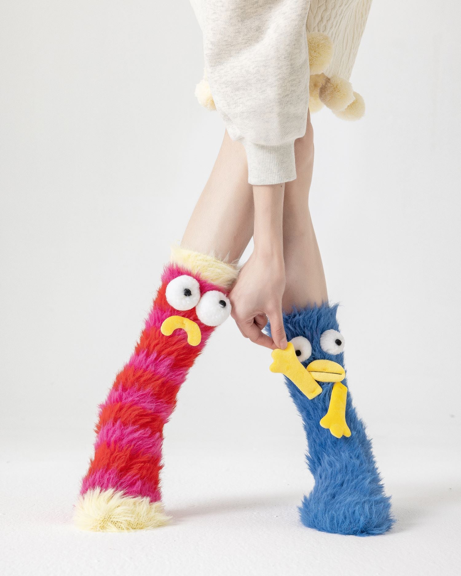 Gift Box Set Women Crew Socks Fuzzy Soft Warm Funny Quirky Cartoon Monster Socks