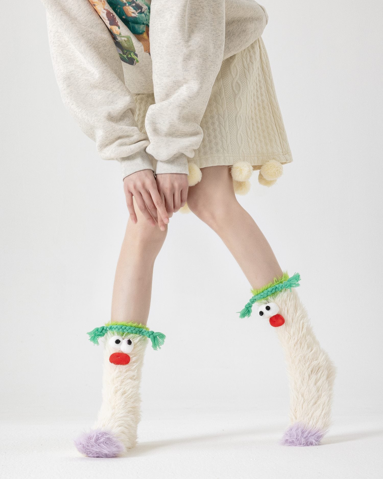 Gift Box Set Women Crew Socks Fuzzy Soft Warm Funny Quirky Cartoon Monster Socks