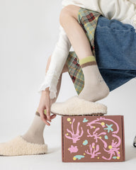 禮盒套裝女款中筒襪子絨毛保暖舒適棉質柔軟可愛動物刺繡