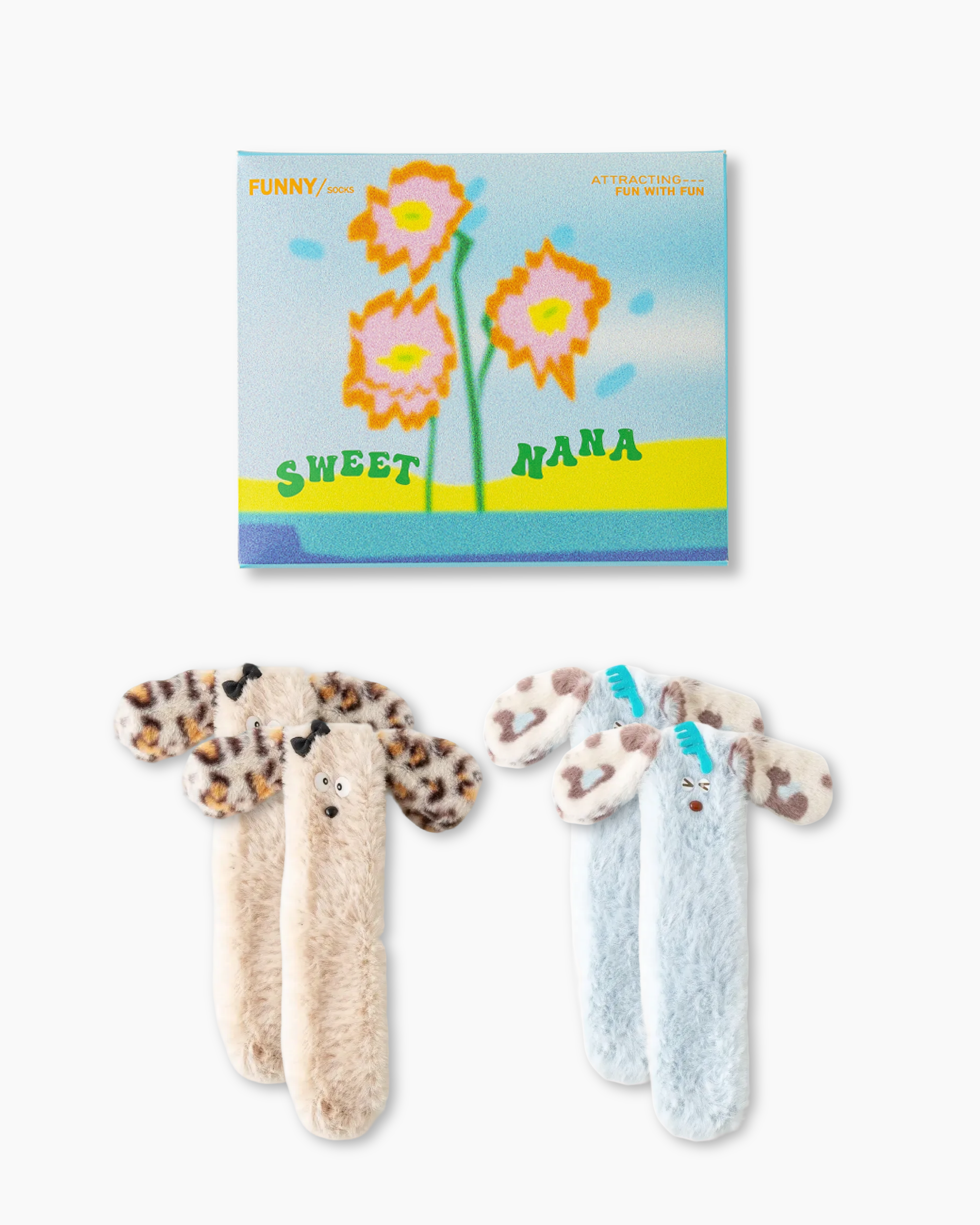 Gift Box Set Women Kids Crew Socks Cute 3D Ears Series Funny