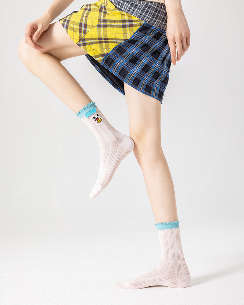 Gift Box Set Women's Cotton Crew Socks Cute Fun Thin Seamless  Socks