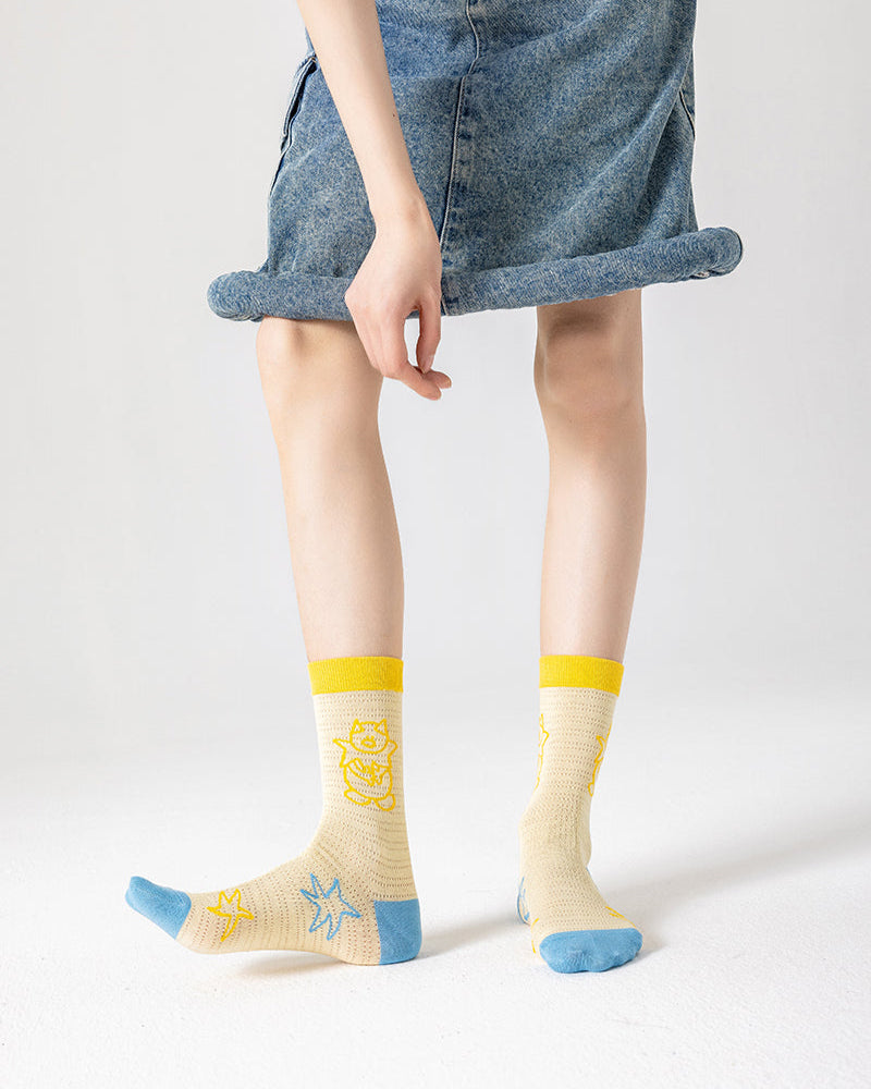 Gift Box Set Women's Cotton Socks Thin Casual Cute Funny Seamless Socks
