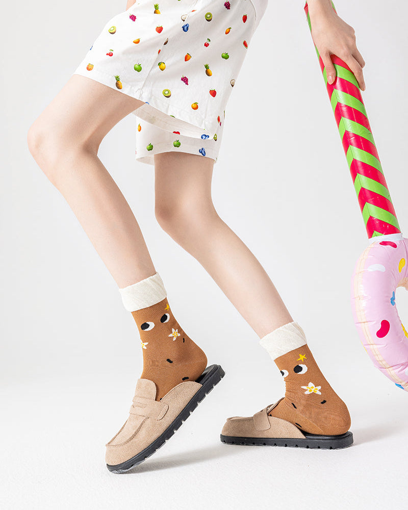 Gift Box Set Women Crew Socks Cotton Cute Fun Thin Breathable - SWEET NANA