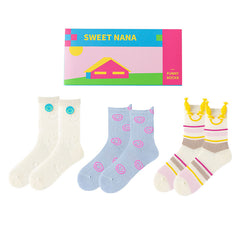 Gift Box Set Women's Crew Socks Cotton Cute Smile Face Thin Breathable Seamless