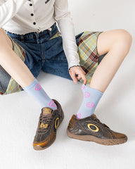 Gift Box Set Women's Crew Socks Cotton Cute Smile Face Thin Breathable Seamless